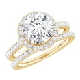thumbnail image 1 of Rosec Jewels Certified Moissanite Wedding Ring Set of 2 (D-VS1 Quality) - Circle Engagement Ring with Band, with Jewelry Box, 10K Yellow Gold, US 3.50, 1 of 9