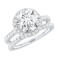 thumbnail image 1 of Rosec Jewels Certified Moissanite Wedding Ring Set of 2 (D-VS1 Quality) - Circle Engagement Ring with Band, with Jewelry Box, 18K White Gold, US 7.50, 1 of 9