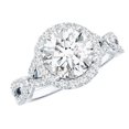 thumbnail image 1 of Rosec Jewels Certified Moissanite Halo Engagement Ring - D-VS1 Grade Certified Moissanite Ring - Statement Circle Ring, 925 Sterling Silver, US 4.00, 1 of 8
