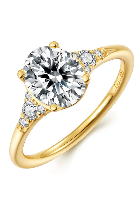 Moissanite Engagement Ring for Women Oval Cut 6*8mm 14K Gold Vermeil 925 Sterling Silver Wedding Promise Ring April Birthstone Valentine's Day Mother's Day Anniversary Christmas Gift for Her Size 9.5