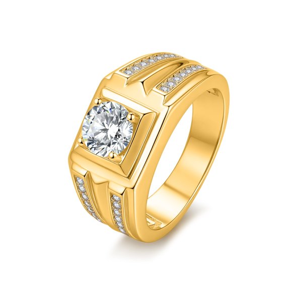 Moissanite Engagement Ring for Men 1 Carat D Color VVS1 Clarity Moissanite Wedding Band 925 Sterling Silver Mens Gold Rings Size 7-12