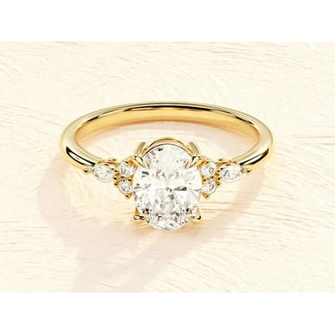 Moissanite Engagement Ring for Women Oval Clasic Promise wedding jewellery gift for her man