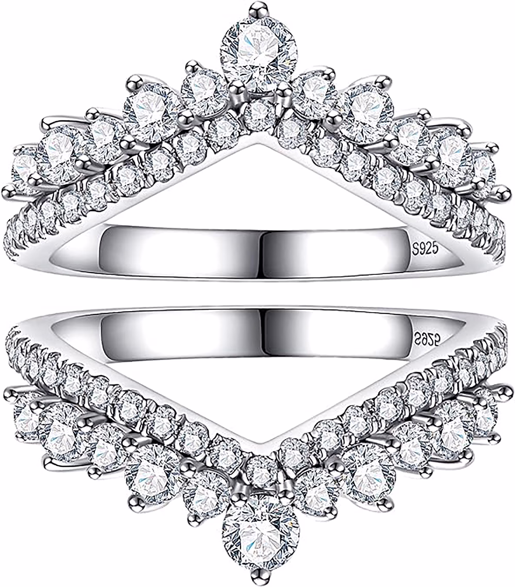 Moissanite Engagement Rings 1.0/2.0cttw D Color VVS1 925 Sterling Silver Crown Wedding Rings Mask Promise Ring Wedding Band Eternity Rings for Women with Certificate