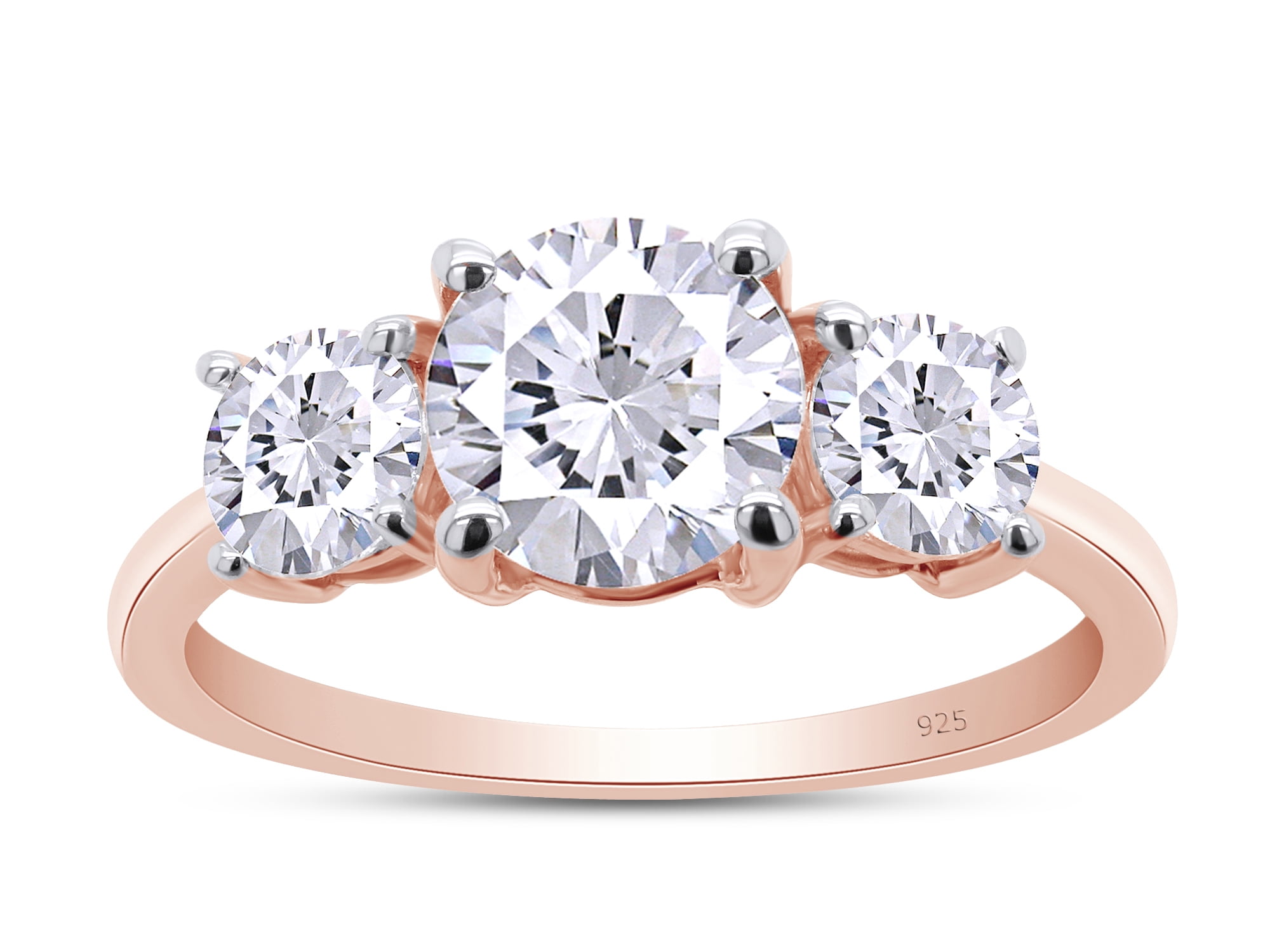 Moissanite Engagement Rings 3 Stone 1.6 Carats D Color VVS1