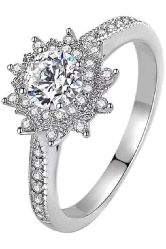 Moissanite Engagement Rings Diamond Promise Ring 0.5 Carat D Color 925 Sterling Silver Moissanite Ring Diamond Wedding Ring for Bride Diamond Anniversary Rings for Women