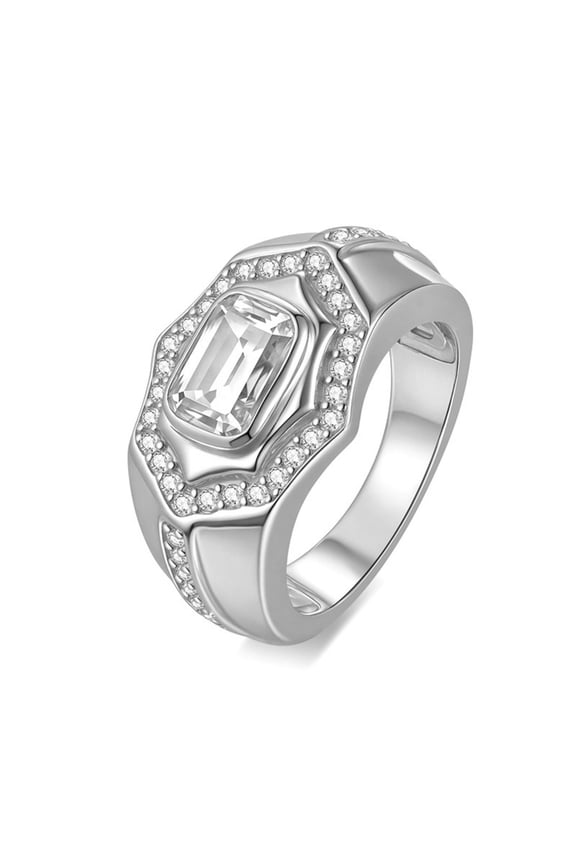 Moissanite Engagement Rings Emerald Cut Mens Wedding Band 2 Carat 925 Sterling Silver Gold Promise Rings for Him D Color VVS1 Clarity Anniversary Jewelry Size 8-12