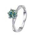 thumbnail image 1 of Moissanite Engagement Rings for Women 0.5-1ct Green Color Round Cut VVS1 S925 Sterling Silver Diamond Rings Moissanite Anniversary Promise Wedding Rings for Women with Certificate, 1 of 8