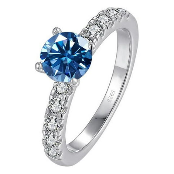 Moissanite Engagement Rings for Women 1ct Round Cut D Color Pink/Blue/Green Diamond Rings 4-Prong Moissanite Anniversary Promise Wedding Rings for Wife Gifts with Certificate
