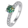 thumbnail image 1 of Moissanite Engagement Rings for Women 1ct Round Cut D Color Pink/Blue/Green Diamond Rings 4-Prong Moissanite Anniversary Promise Wedding Rings for Wife Gifts with Certificate, 1 of 9