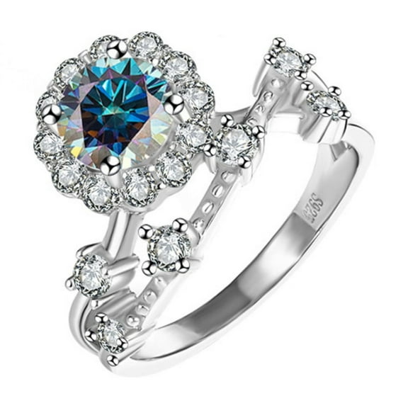 Moissanite Engagement Rings for Women 1ct D Color VVS1 Clarity Diamond Rings S925 Sterling Silver Moissanite Wedding Bands with Certificate