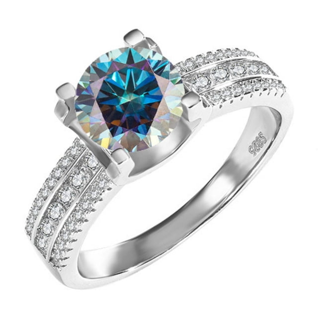 Moissanite Engagement Rings for Women 2ct D Color VVS1 Clarity Diamond ...