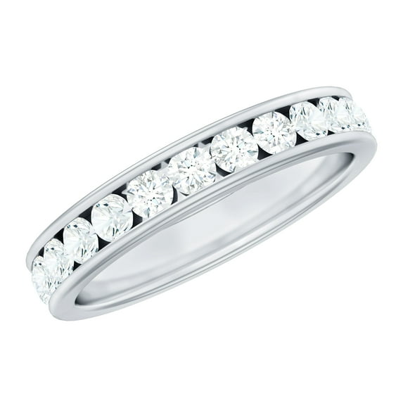 Rosec Jewels Moissanite Eternity Ring - Wedding Anniversary Ring - D-VS1 Grade Certified, 10K White Gold, US 11.50