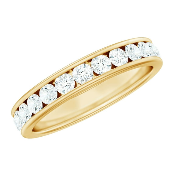 Rosec Jewels Moissanite Eternity Ring - Wedding Anniversary Ring - D-VS1 Grade Certified, 10K Yellow Gold, US 13.00