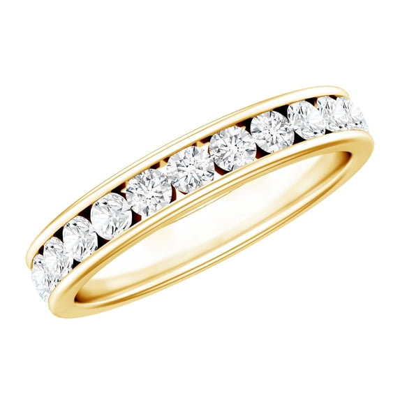 Rosec Jewels Moissanite Eternity Ring - Wedding Anniversary Ring - D-VS1 Grade Certified, 10K Yellow Gold, US 13.00