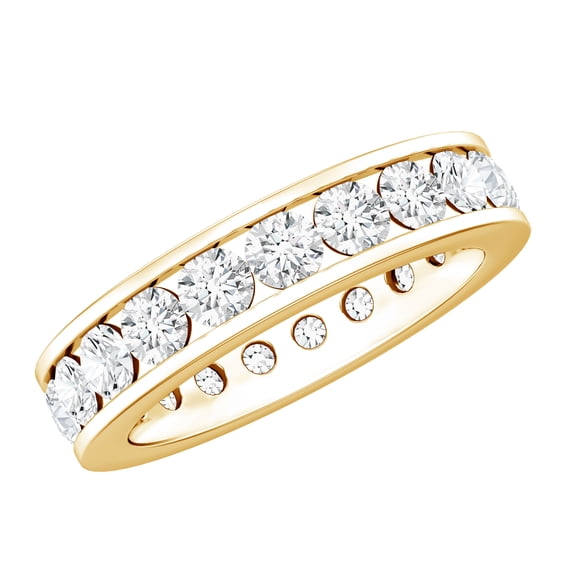 Rosec Jewels Moissanite Eternity Ring - Wedding Anniversary Ring - D-VS1 Grade Certified, 10K Yellow Gold, US 8.00