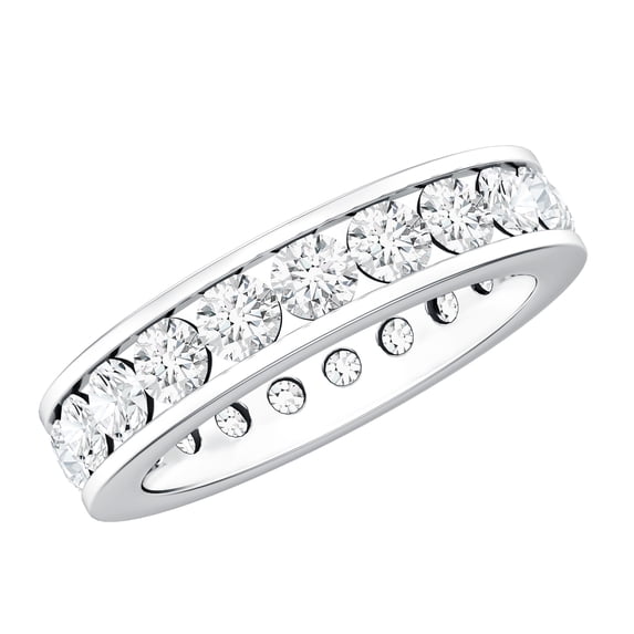 Rosec Jewels Moissanite Eternity Ring - Wedding Anniversary Ring - D-VS1 Grade Certified, 14K White Gold, US 5.00