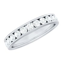 Rosec Jewels Moissanite Eternity Ring - Wedding Anniversary Ring - D-VS1 Grade Certified, 925 Sterling Silver, US 4.00