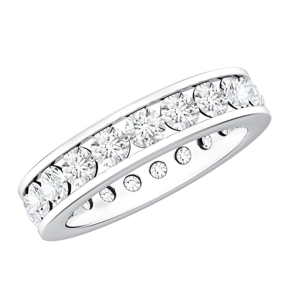 Rosec Jewels Moissanite Eternity Ring - Wedding Anniversary Ring - D-VS1 Grade Certified, 925 Sterling Silver, US 4.00