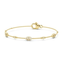 Moissanite Evil Eye Bracelet for Women 14K Yellow Gold Plated Silver Fine Jewelry Station Bracelet D Color VVS1 Gift for Her Size 7"