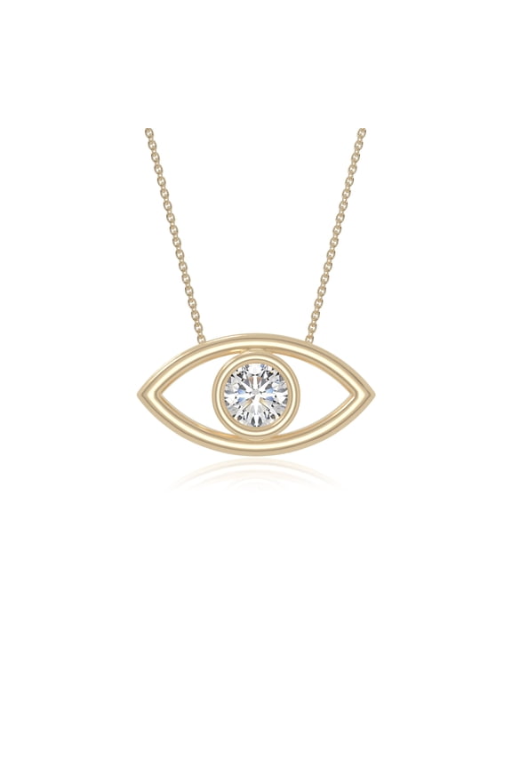Moissanite Evil Eye Pendant Necklaces for Women in 18K Yellow Gold Vermeil, Jewelry Gifts for Her Birthday, Wedding Anniversary, Party, Mothers Day, Christmas, Graduation, Valentines
