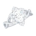 thumbnail image 1 of Rosec Jewels Certified Moissanite Flower Engagement Ring - D-VS1 Quality Certified Moissanite Ring for Women, 925 Sterling Silver, US 4.00, 1 of 8