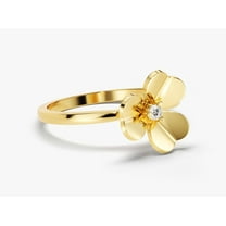 Moissanite Flower Rings, Clover Band Ring, Gold Plated 925 Silver rings, women's jewelry