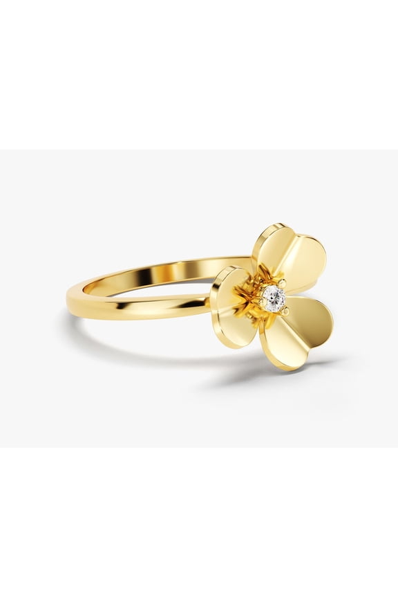 Moissanite Flower Rings, Clover Band Ring, Gold Plated 925 Silver rings, women's jewelry