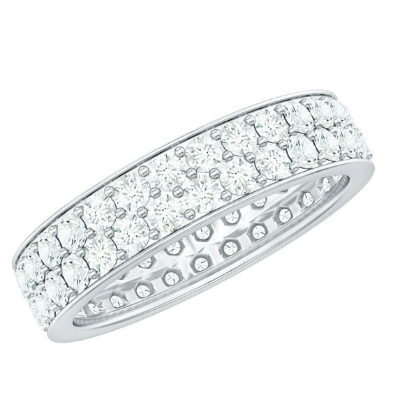 Moissanite Full Eternity Band for Women, White Gemstone Band Ring in Gold (3.50 CT, Certified Moissanite Gemstone, D-VS1 Quality), 14K White Gold, US 9.25