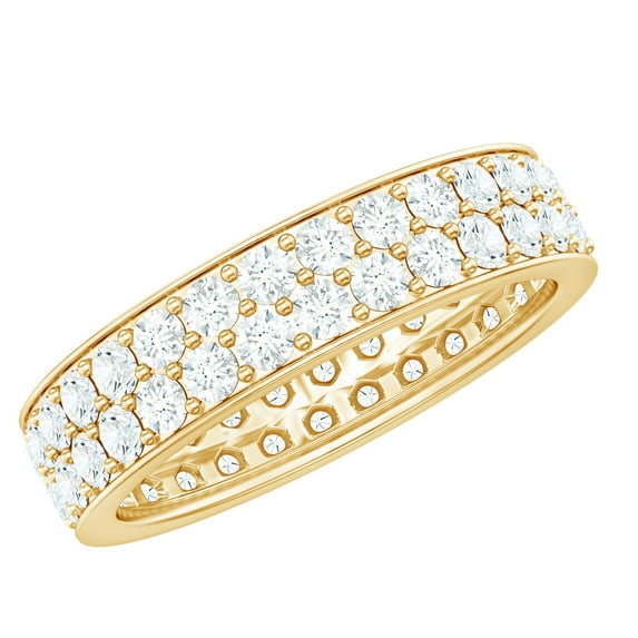 Moissanite Full Eternity Band for Women, White Gemstone Band Ring in Gold (3.50 CT, Certified Moissanite Gemstone, D-VS1 Quality), 18K Yellow Gold, US 4.25