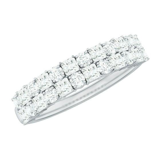 Rosec Jewels Certified Moissanite Wedding Band for Men - Half Eternity Ring - D-VS1 Quality - with Jewelry Box, 925 Sterling Silver, US 5.00