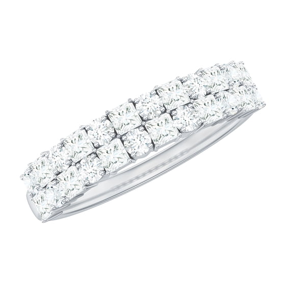 Rosec Jewels Certified Moissanite Wedding Band for Men - Half Eternity Ring - D-VS1 Quality - with Jewelry Box, 925 Sterling Silver, US 9.00