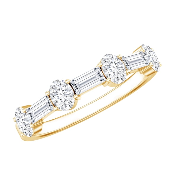 Rosec Jewels Moissanite Half Eternity Ring for Women - D Color VS1 Clarity, 10K Yellow Gold, US 7.50