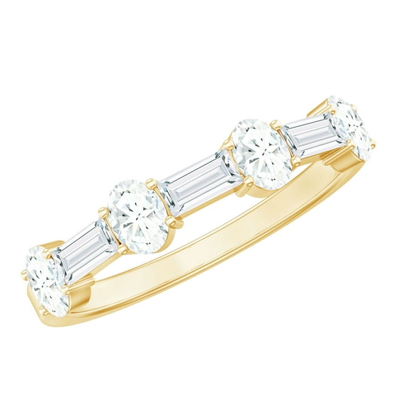 Rosec Jewels Moissanite Half Eternity Ring for Women - D Color VS1 Clarity, 18K Yellow Gold, US 4.00