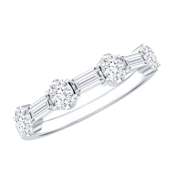 Rosec Jewels Moissanite Half Eternity Ring for Women - D Color VS1 Clarity, 925 Sterling Silver, US 4.00