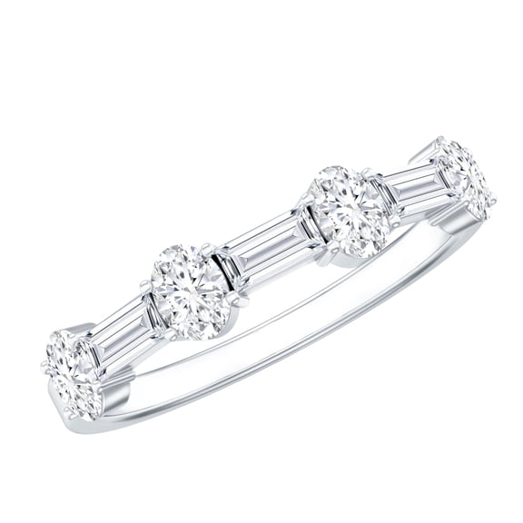 Rosec Jewels Moissanite Half Eternity Ring for Women - D Color VS1 Clarity, 925 Sterling Silver, US 4.00