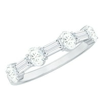 Rosec Jewels Moissanite Half Eternity Ring for Women - D Color VS1 Clarity, 925 Sterling Silver, US 4.00