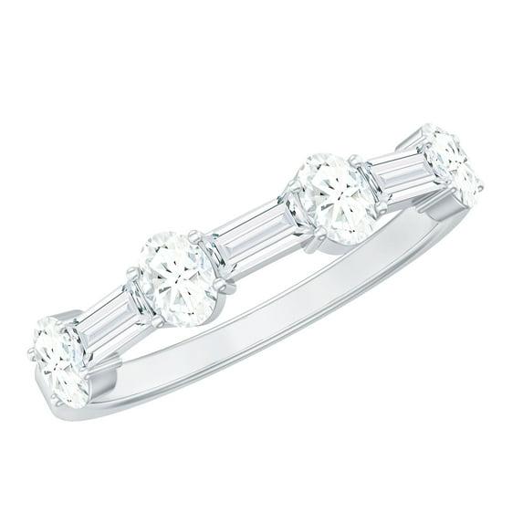 Rosec Jewels Moissanite Half Eternity Ring for Women - D Color VS1 Clarity, 925 Sterling Silver, US 4.00