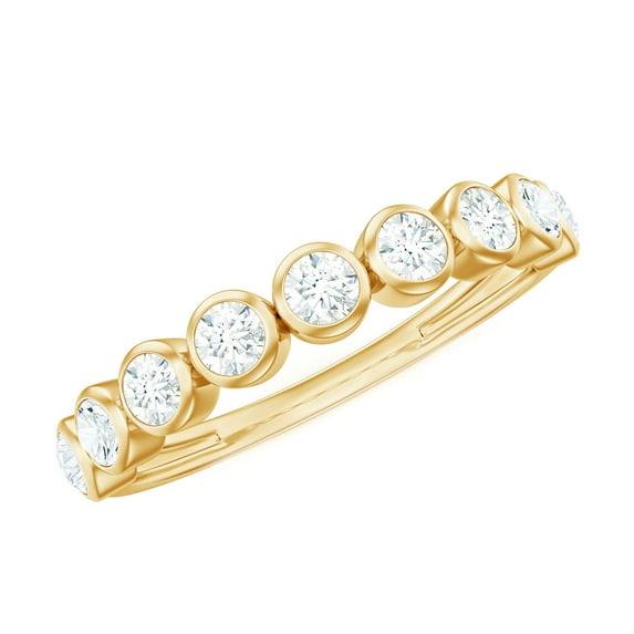 Rosec Jewels Moissanite Half Eternity Ring for Women - Bezel Set Ring - D-VS1 Grade, 10K Yellow Gold, US 11.50