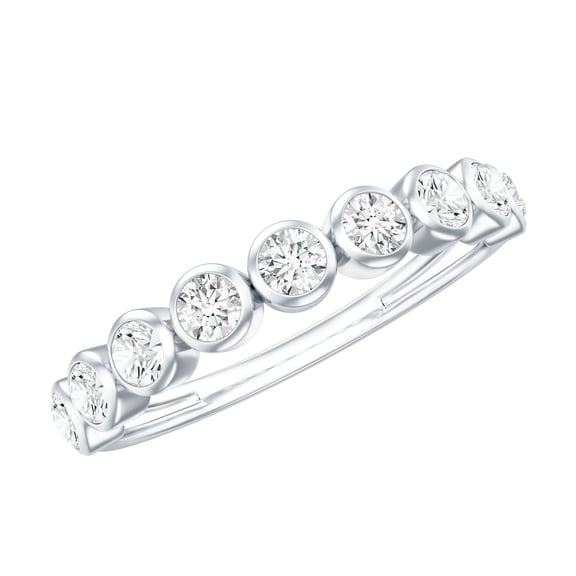 Rosec Jewels Moissanite Half Eternity Ring for Women - Bezel Set Ring - D-VS1 Grade, 925 Sterling Silver, US 4.00