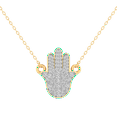 thumbnail image 1 of Moissanite Hamsa Hand Pendant Necklace in 925 Sterling Silver, 1 of 2