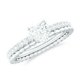 thumbnail image 1 of Rosec Jewels Certified Moissanite Heart Engagement Ring for Women - Designer Ring - 5 mm - D-VS1 Quality, 10K White Gold, US 7.50, 1 of 9