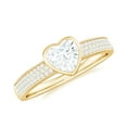 thumbnail image 1 of Rosec Jewels Certified Moissanite Heart Engagement Ring for Women - 1/2 Carat - Bezel Set Ring - 5 mm - D-VS1 Quality, 18K Yellow Gold, US 9.50, 1 of 9