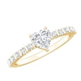 thumbnail image 1 of Rosec Jewels Moissanite Heart Promise Engagement Ring with Side Stones (5 mm, D-VS1 Grade), 14K Yellow Gold, US 6.50, 1 of 7