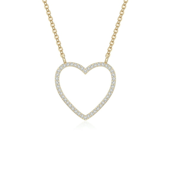 Moissanite Heart Shape Pendant Necklaces for Women in 18K Yellow Gold Vermeil, April Birthstone Jewelry Gifts for Her Birthday, Anniversary, Mothers Day , Christmas, Graduation, Valentines