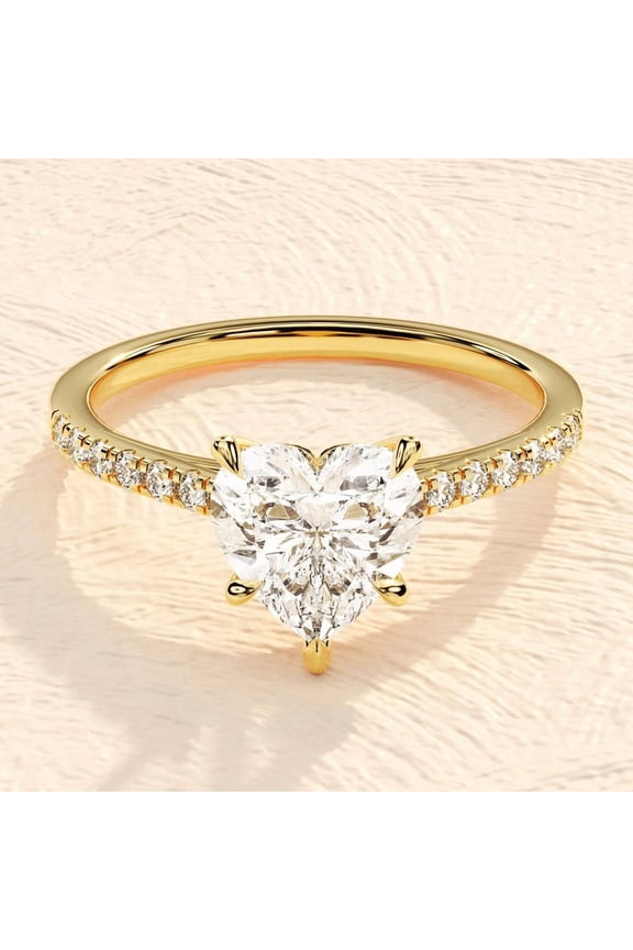 Moissanite Heart cut gemstone Anniversary gift ring Gold Over silver promise gift ring