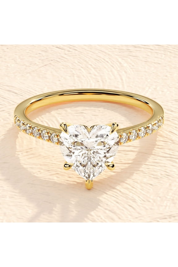 Moissanite Heart cut gemstone Anniversary gift ring Gold Over silver promise gift ring