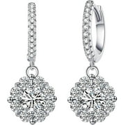 ATOBAO Moissanite Hoop Earrings For Women,2Ct D Color Brilliant Round Cut Lab Created Diamond Earrings 18K White Gold Sterling Silver Earring, Wedding Earrings Jewelry