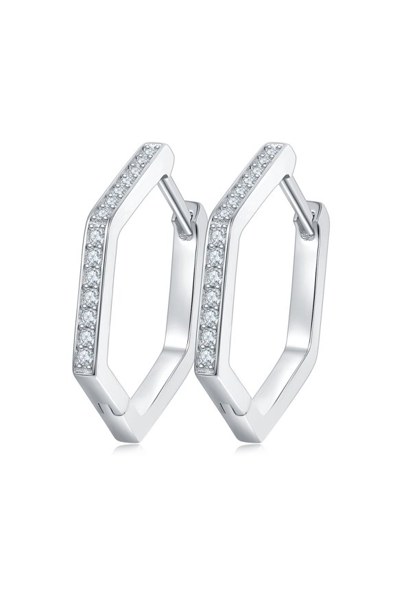 Moissanite Hoop Earrings for Women 0.28cttw D Color VVS1 Clarity 925 Sterling Silver Diamond Earrings Hoops Round Cut Bridal Earrings For Wedding Diamond Earrings