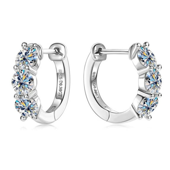 Moissanite Hoop Earrings for Women 1.8cttw D Color VVS1 clarity Round Cut Diamond Earrings Hoop 925 Sterling Silver Moissanite Earrings for Women with Certificate