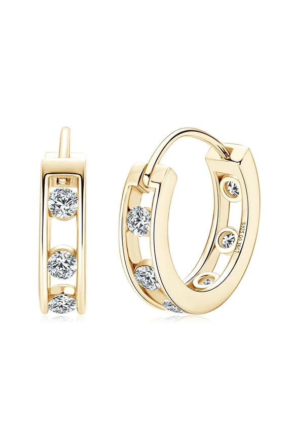 Moissanite Hoop Earrings for Women, 1 cttw D Color VVS1 clarity Lab Created Diamond Huggie Earrings, 18K White Gold Plated Round Cut 925 Sterling Silver Earrings, GRA Certified